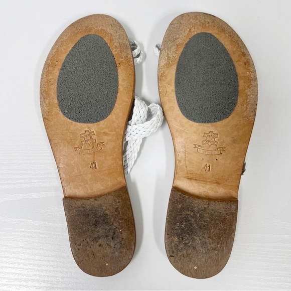 100% Capri Woven Braided Sandals Leather 41 White 10 - Picture 6 of 6